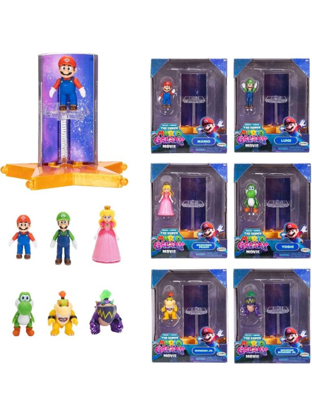 Super Mario Galaxy Mini Figures 6-Pack with Star Launcher - Mario, Luigi, Yoshi
